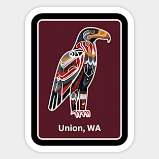 Union Washington Native American Indian American Red Background Eagle Hawk Haida Sticker